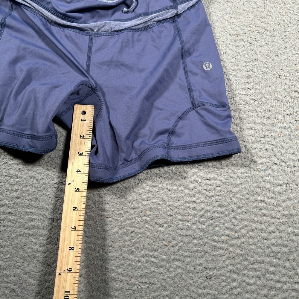 Lululemon Wet Dry Warm Shorts Womens 28x3" Blue‎ Drawstring Padded Cycling? - Picture 7 of 9